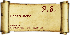 Preis Bene névjegykártya